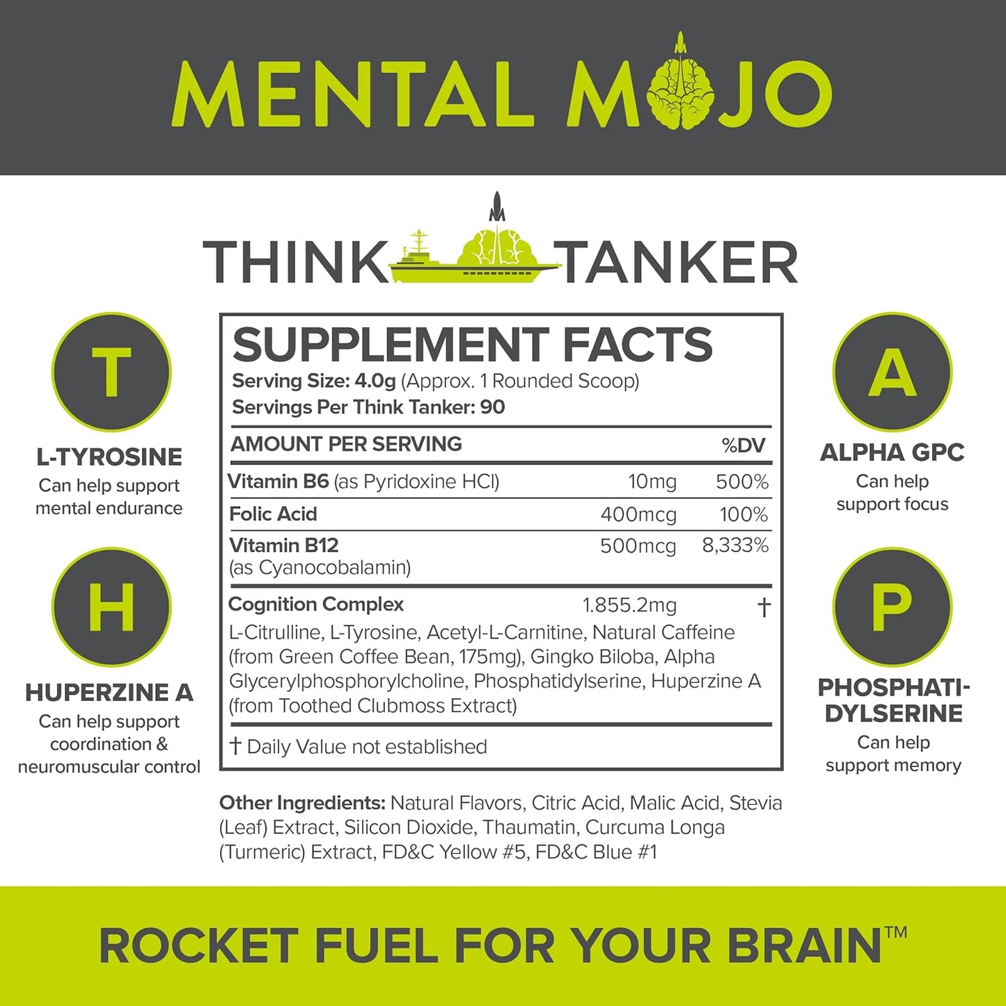 Kiwi Strawberry Nootropic Brain Booster Drink Mix - Boost Energy, Focus, Memory - Zero Sugar, 90 Servings