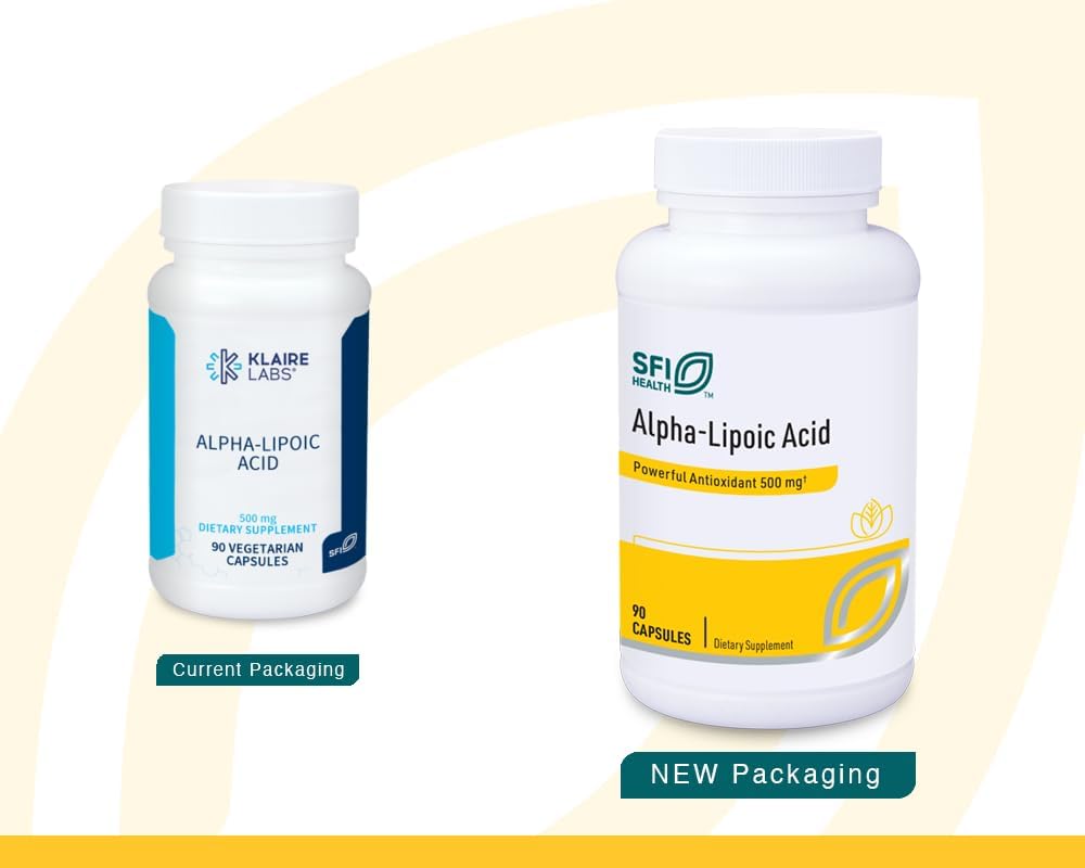 Klaire Labs Alpha-Lipoic Acid 500mg Capsules - Antioxidant Supplement for Cardiovascular & Liver Health - Soy & Yeast-Free Formula (90 Count)