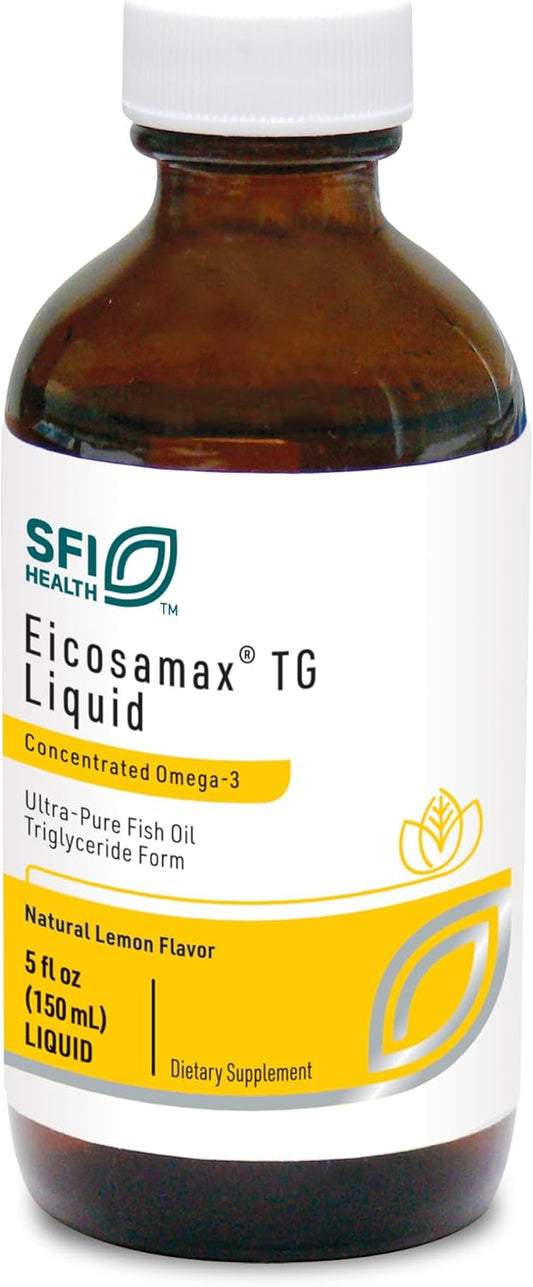 Klaire Labs Eicosamax TG Fish Oil - Ultra Pure Omega-3 Supplement with EPA/DHA - Sustainably Sourced Lemon Flavor - No Fishy Burps, 30 Servings