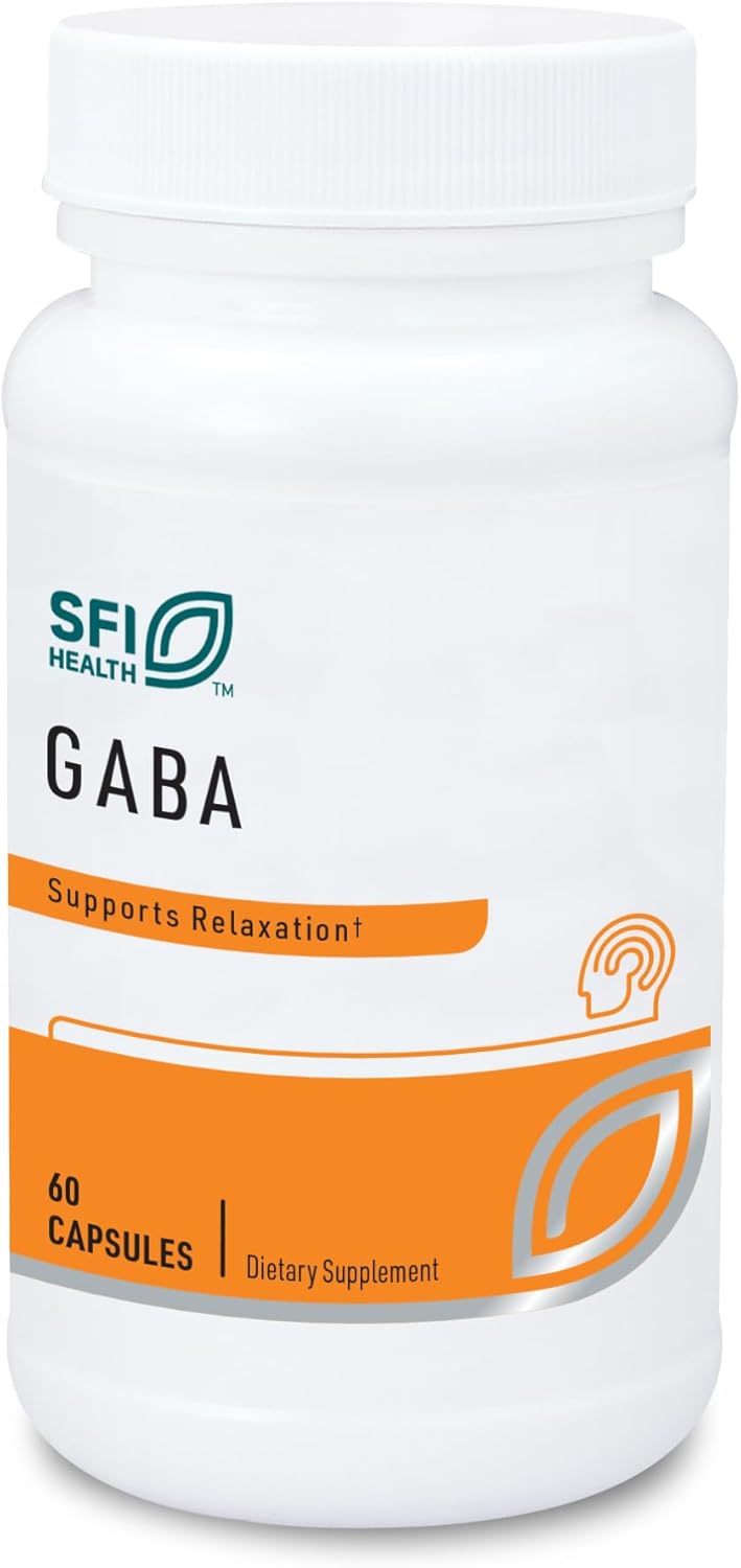 Klaire Labs GABA Capsules - 420mg Gamma-Aminobutyric Acid for Calm & Mood Support (60 Count)