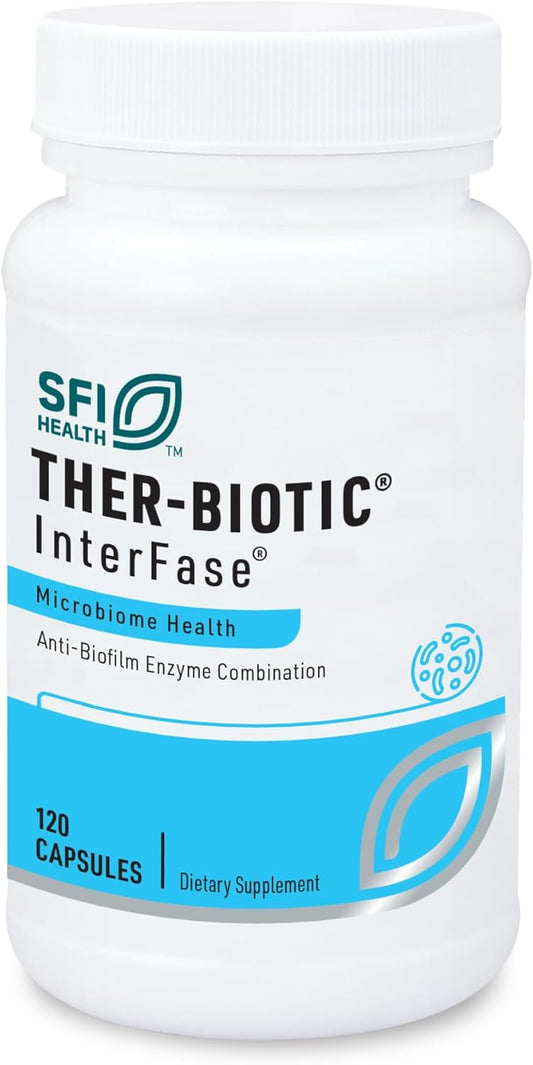Klaire Labs Interfase: Dairy-Free Digestive Enzyme Blend for GI Detox & Gut Flora - 120 Vegetarian Capsules
