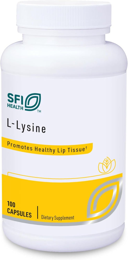 Klaire Labs L-Lysine Capsules - 500mg Essential Amino Acid for Immune & Collagen Support, Hypoallergenic & Dairy-Free - 100 Count