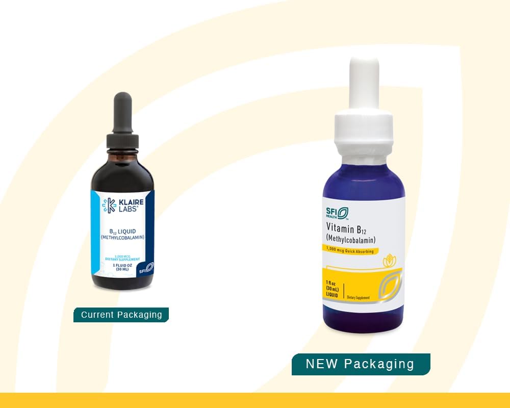 Klaire Labs Methyl B12 Liquid Drops - 1mg Vitamin B12 for Efficient Absorption - Hypoallergenic Formula - 30ml Bottle