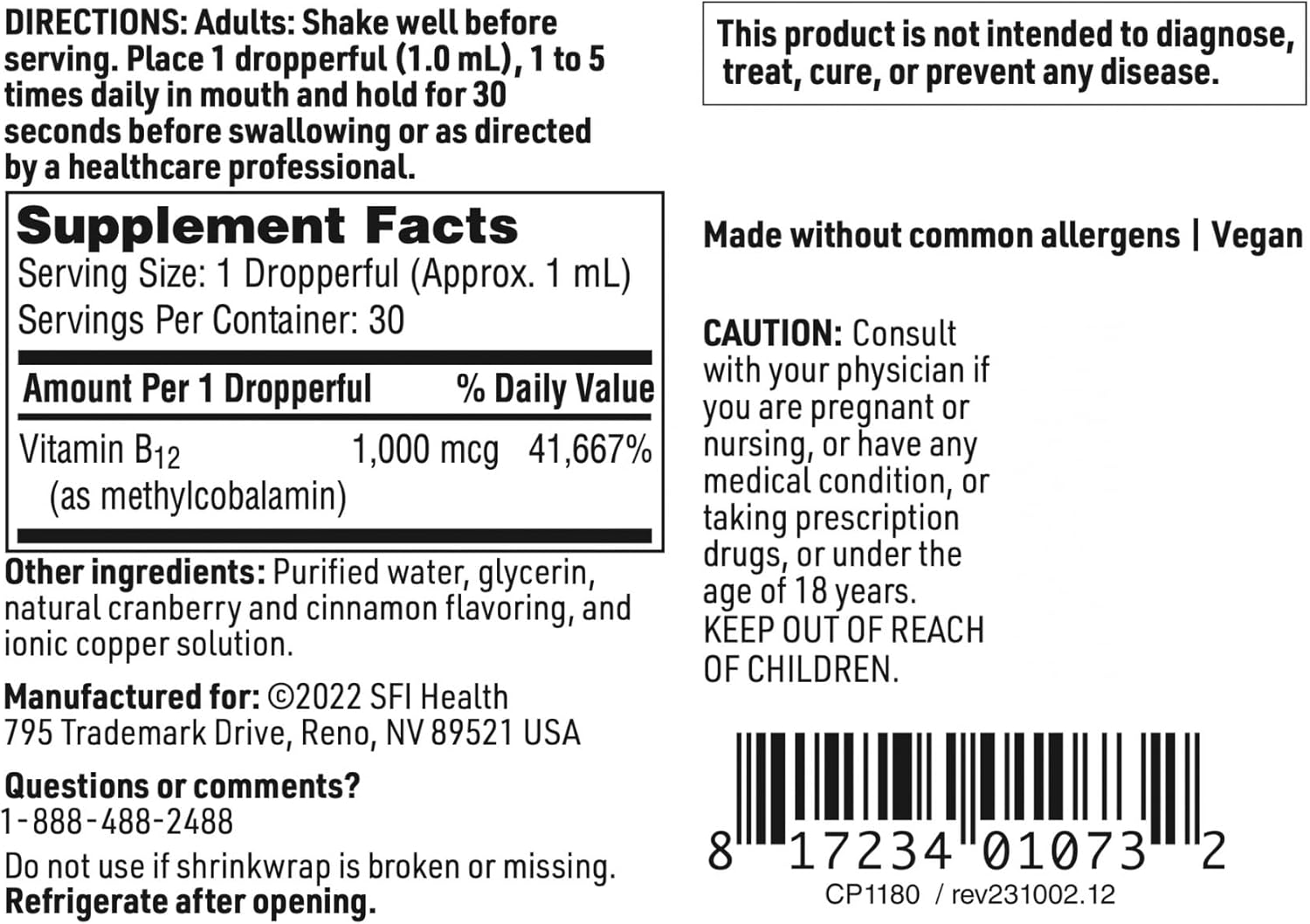 Klaire Labs Methyl B12 Liquid Drops - 1mg Vitamin B12 for Efficient Absorption - Hypoallergenic Formula - 30ml Bottle
