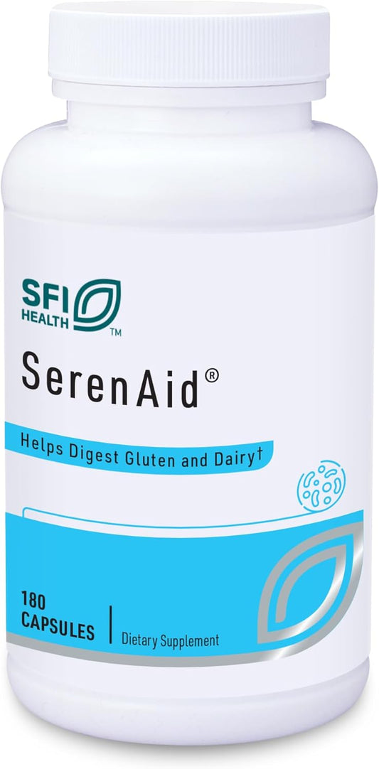 Klaire Labs SerenAid Enzyme Blend - Vegetarian Digestive Supplement for Gluten & Dairy Breakdown - Supports Digestion with DPP-IV & Lactase - 180 Capsules