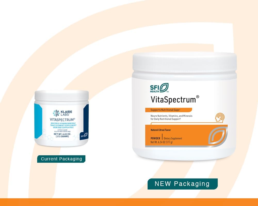 Klaire Labs VitaSpectrum Powder for Kids - Daily Children's Multivitamin with 23 Essential Nutrients - Citrus Flavor - No Copper, Iron, Gluten, or Casein - 30 Servings