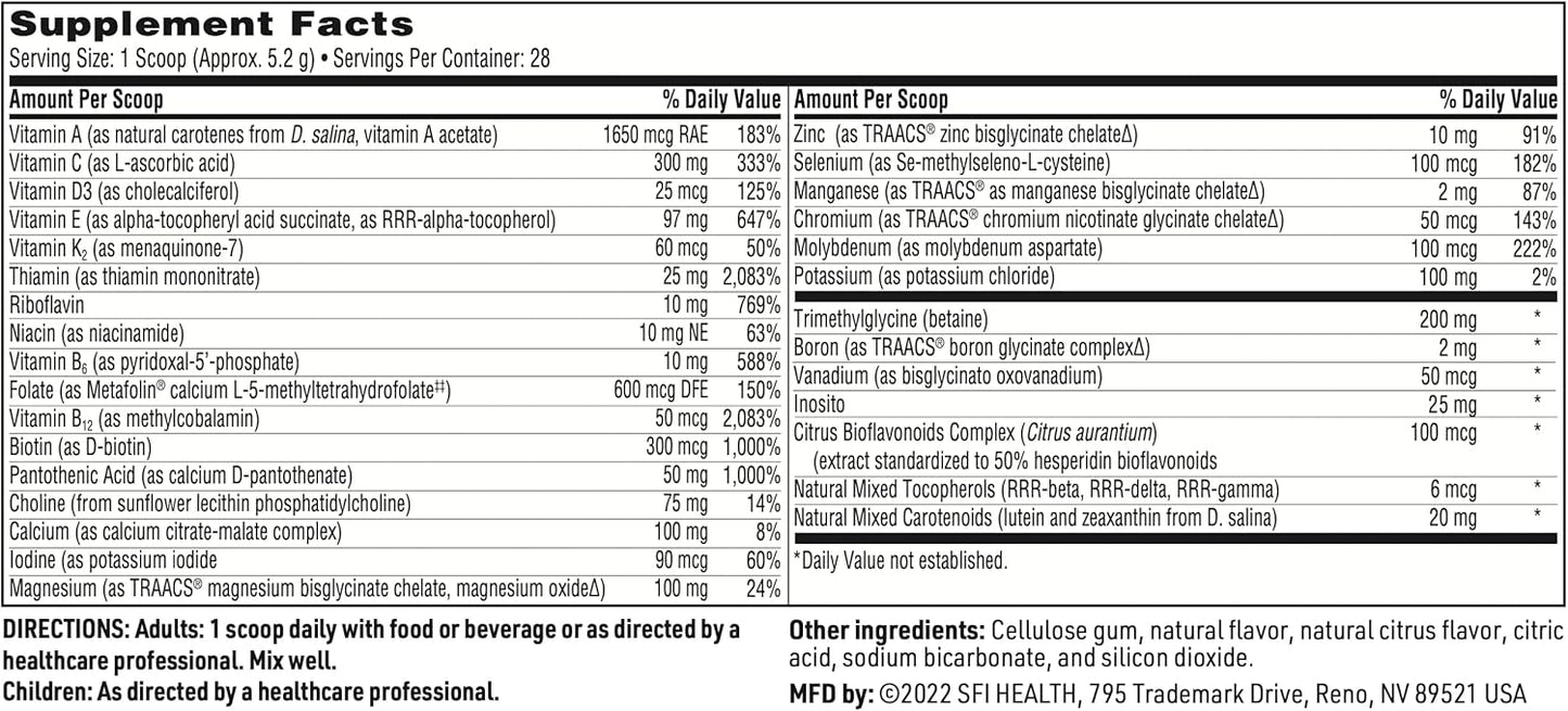 Klaire Labs VitaSpectrum Powder for Kids - Daily Children's Multivitamin with 23 Essential Nutrients - Citrus Flavor - No Copper, Iron, Gluten, or Casein - 30 Servings
