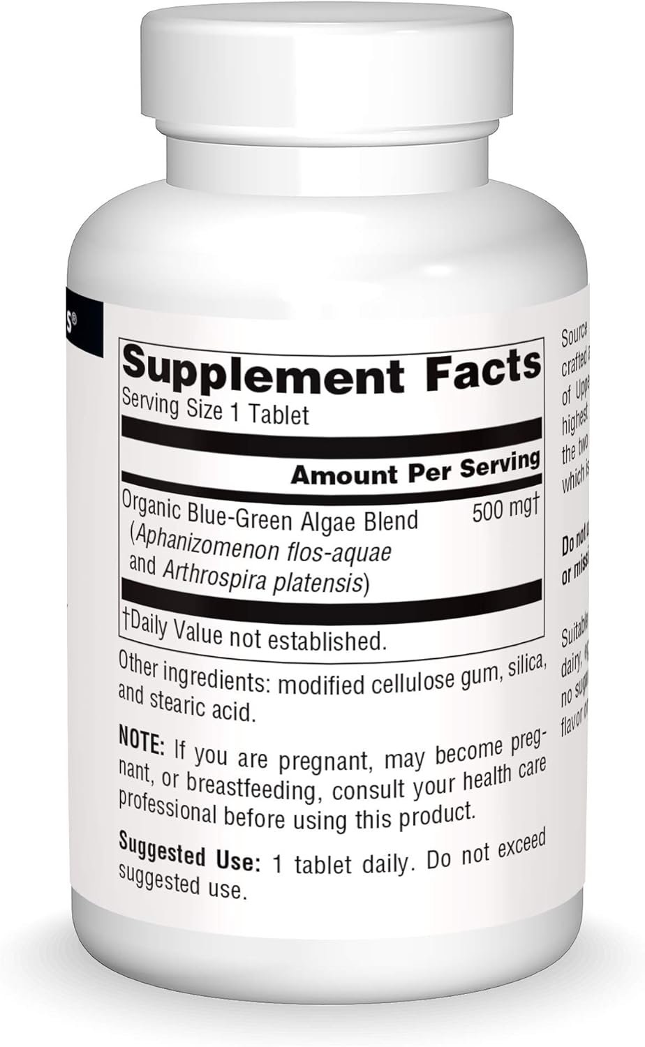 Klamath Lake Blue Green Algae Superfood Supplement - 500mg, 200 Tablets by Source Naturals