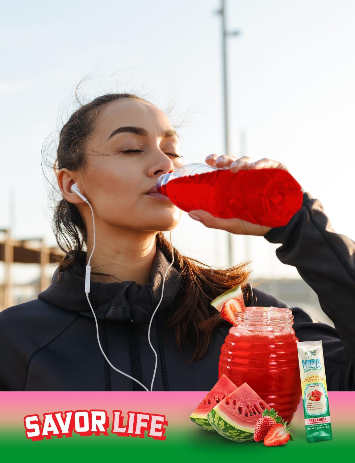 KLASS VIDA Sugar-Free Hydration + Energy Powder Sticks | Electrolyte Drink Mix | Hibiscus, Horchata, Strawberry Watermelon | Low Calorie | Caffeine & Theanine