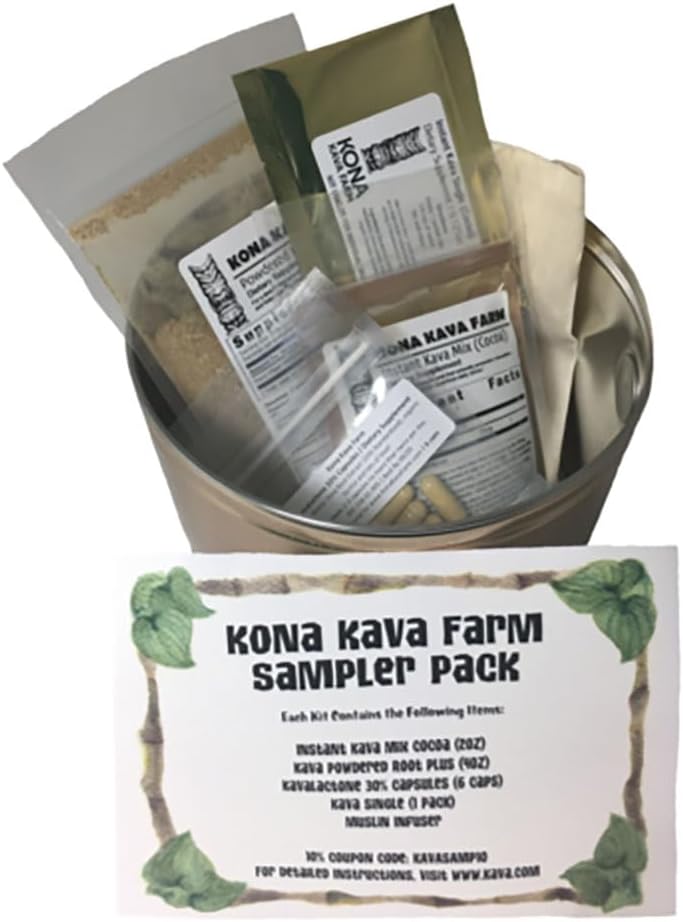 Kona Kava Farm Sampler Pack: Variety of Kava Kava Products for Relaxation