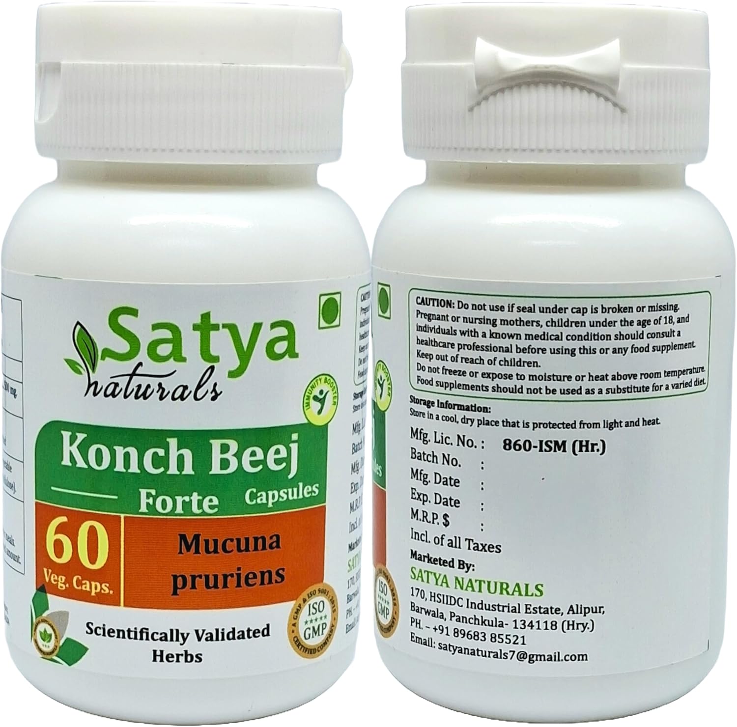 Konch Beej Forte Capsules 500mg - Ayurvedic Herbal Supplement for Men and Women - Mucuna Pruriens Extract - 2 Bottles of 60 Capsules