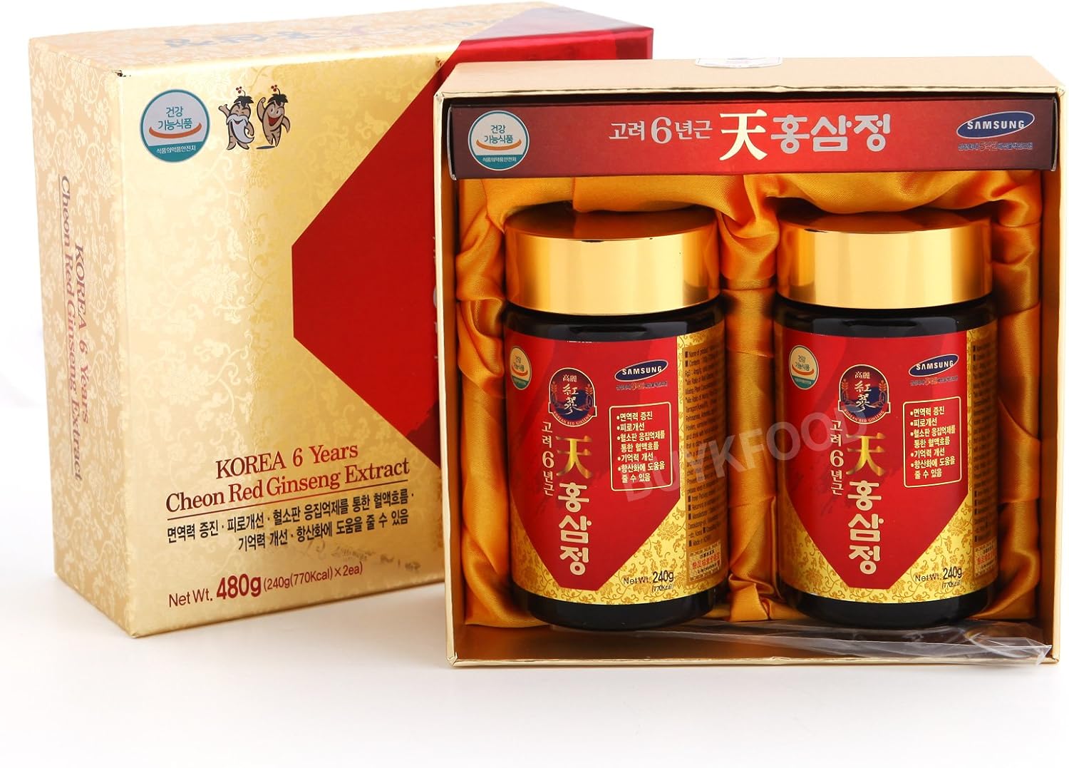 Korean 6-Year Red Ginseng Extract, 240g x 2 - High Saponin Panax Gold Ginseng Supplement