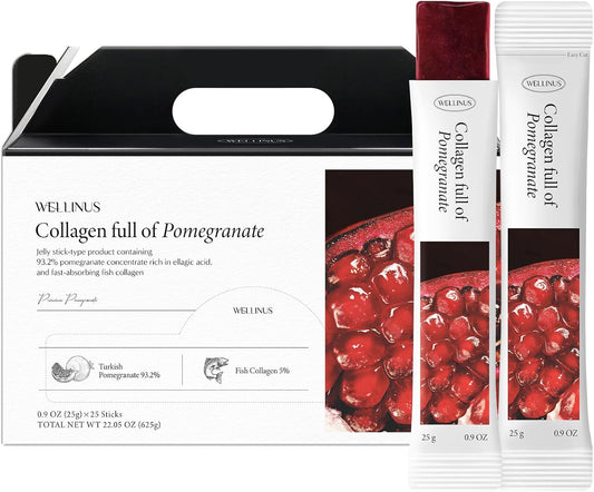 Korean Beauty Collagen Pomegranate Jelly Sticks with Fast-Absorbing Marine Collagen - 22.05 oz (Pack of 25)
