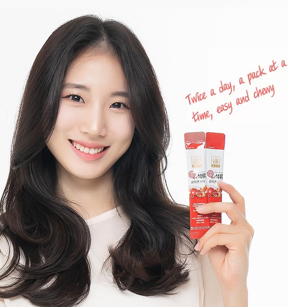 Korean Beauty Pomegranate Collagen Jelly Sticks 5.1oz - 6 Count - Baekje Geumsan Women's Skincare - 1 Pack