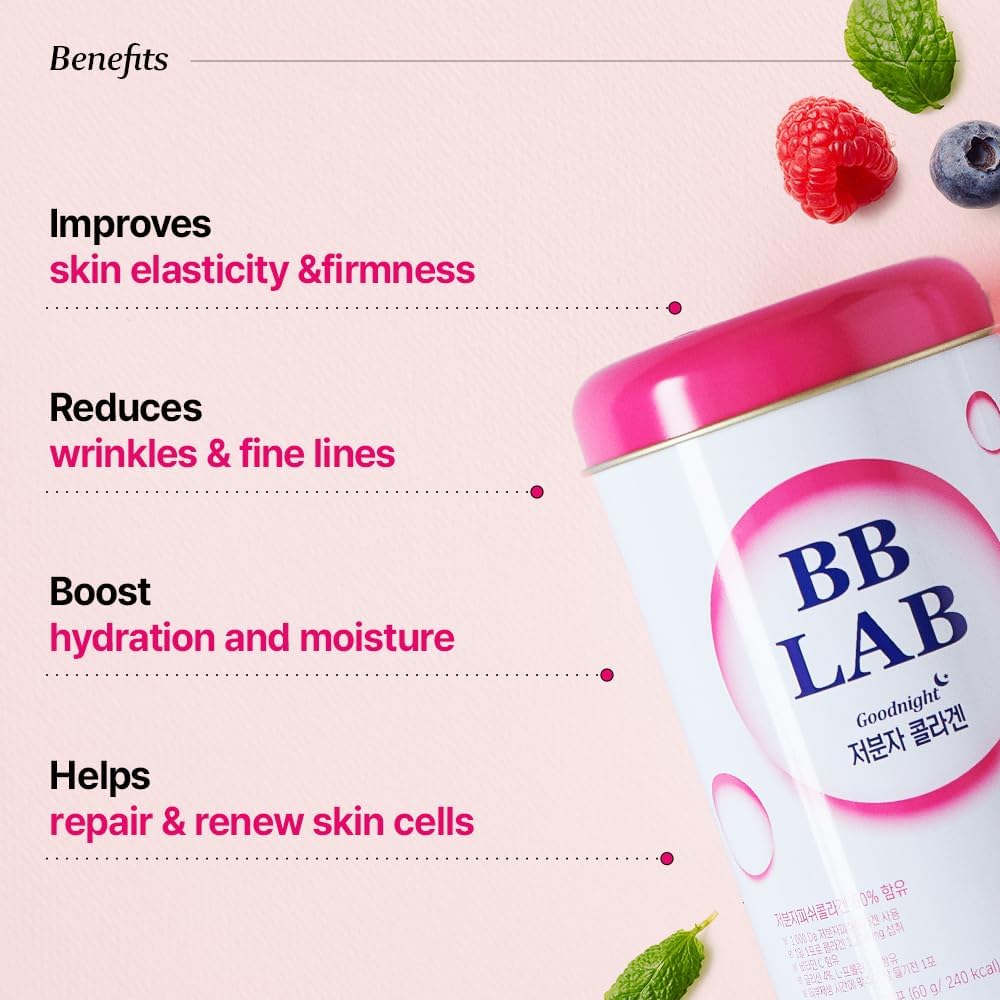 Korean Marine Collagen Powder Stick with Retinol & Vitamin C for Fast Absorption - Fruit Flavored Night Collagen Supplement