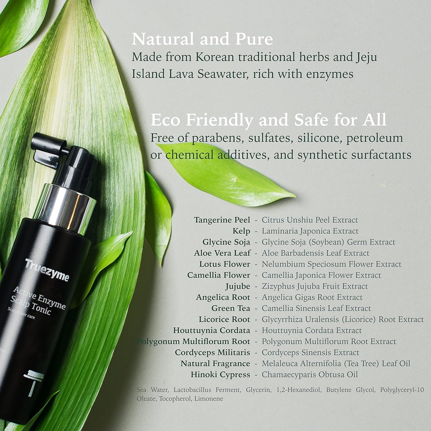 Korean Premium Haircare: truezyme Active Scalp Tonic 100ml | Fermented Botanical Extracts | Hypoallergenic Formula | No Chemicals