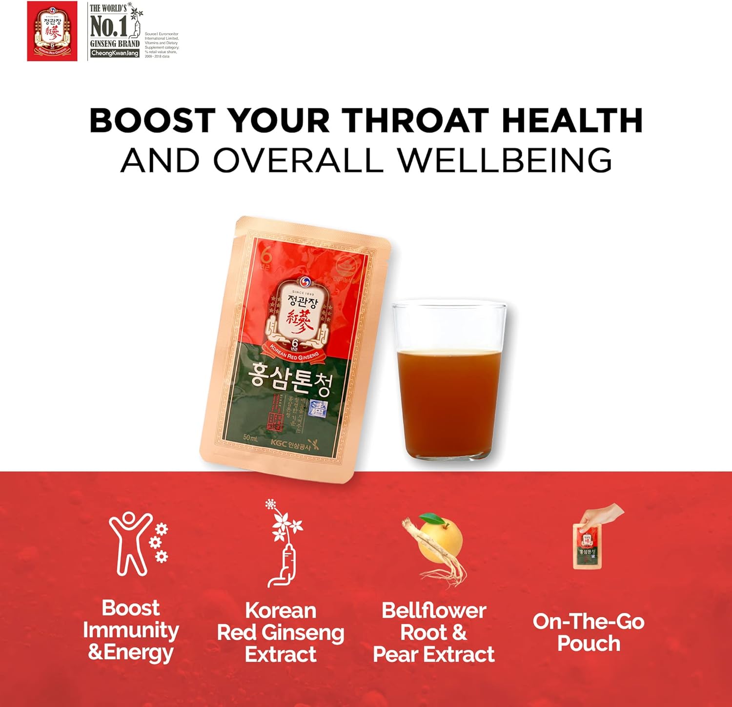 Korean Red Ginseng Bellflower Root Tonic for Throat Support by CheongKwanJang HongSam