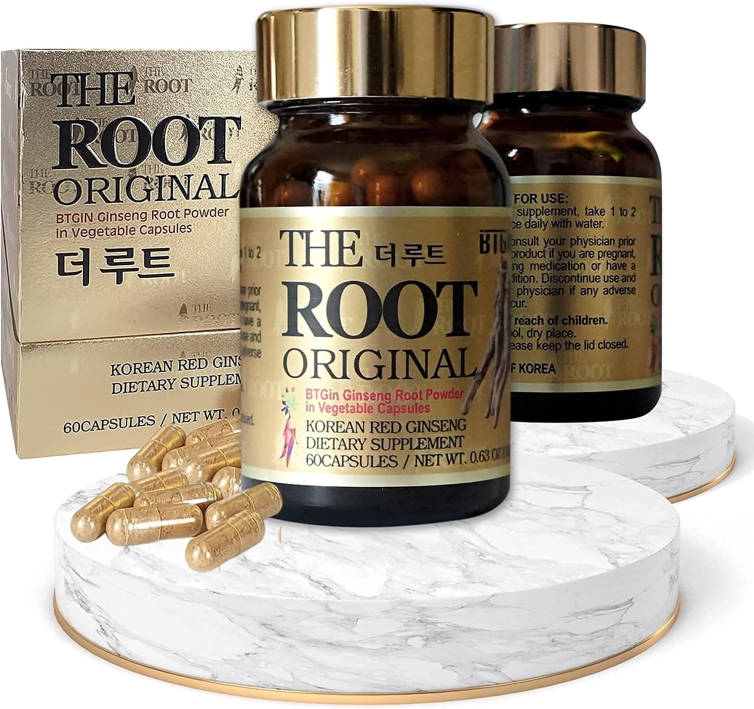 Korean Red Ginseng Extract Bundle - 3000mg Saponin Hanppuri + The Root Original Capsules - Immune Support, Stress Relief, Focus & Mental Clarity - Ginsenoside Rg3 - Natural Energy Supplements
