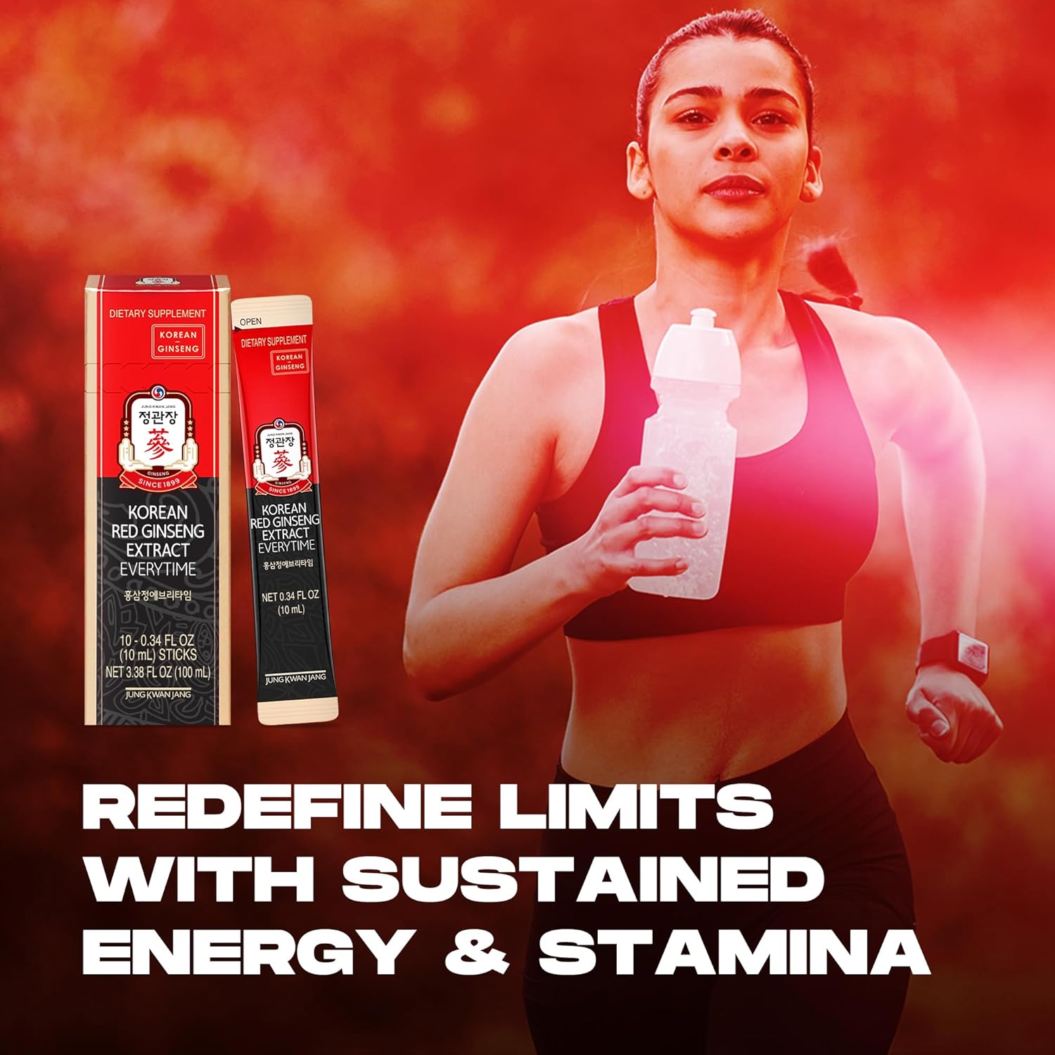 Korean Red Ginseng Extract Everytime 3000mg - Sugar Free Energy Supplement | Ginseng Tea for Stamina & Energy Boost | 10 Pack