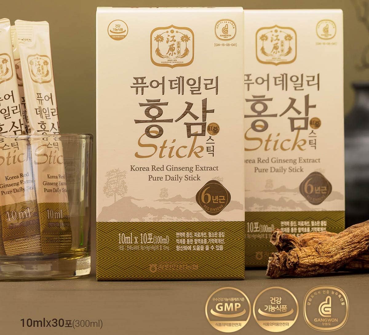 Korean Red Ginseng Extract Pure Daily Sticks (30 Count) - 6 Year Extract, Individually Packaged, Korean Food - 3 Boxes