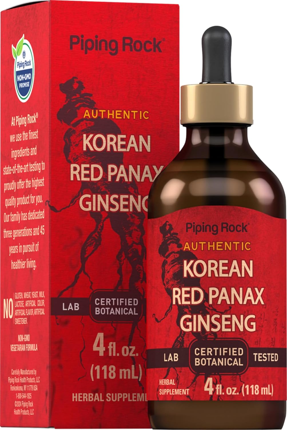 Korean Red Ginseng Liquid Extract - 4 Fl Oz - Alcohol Free Tincture - Vegetarian & Non-GMO Supplement