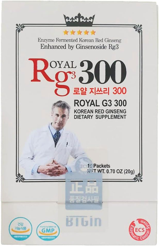 Korean Red Ginseng Powder with Enhanced Ginsenosides - 300mg RG3 per Sachet - 10 Sachets - Made in Korea