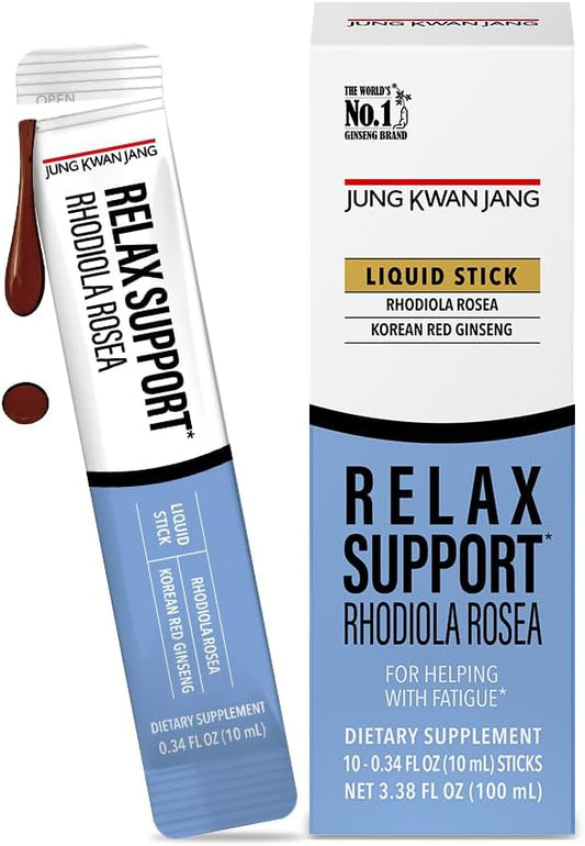 Korean Red Ginseng Rhodiola Rosea Extract Sticks for Relaxation Support, 800mg - 10 Count