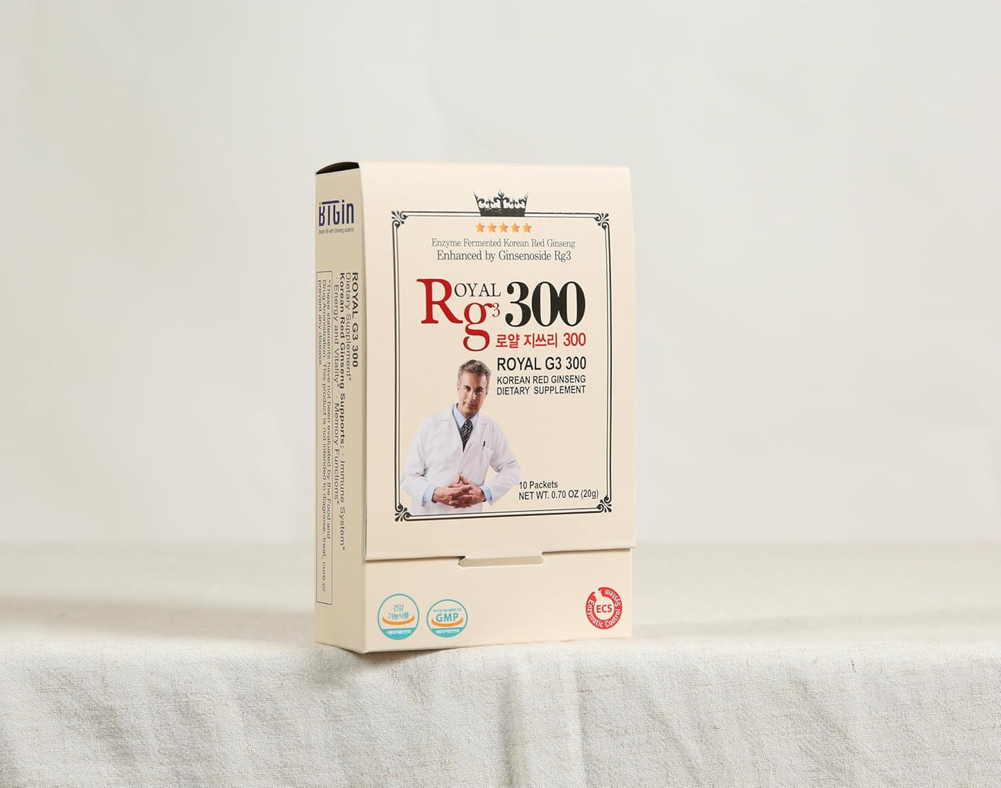 Korean Red Panax Ginseng Powder with Enhanced Ginsenosides Rg3 - 10 Sachets, 50mg Rg3 per Sachet, Made in Korea