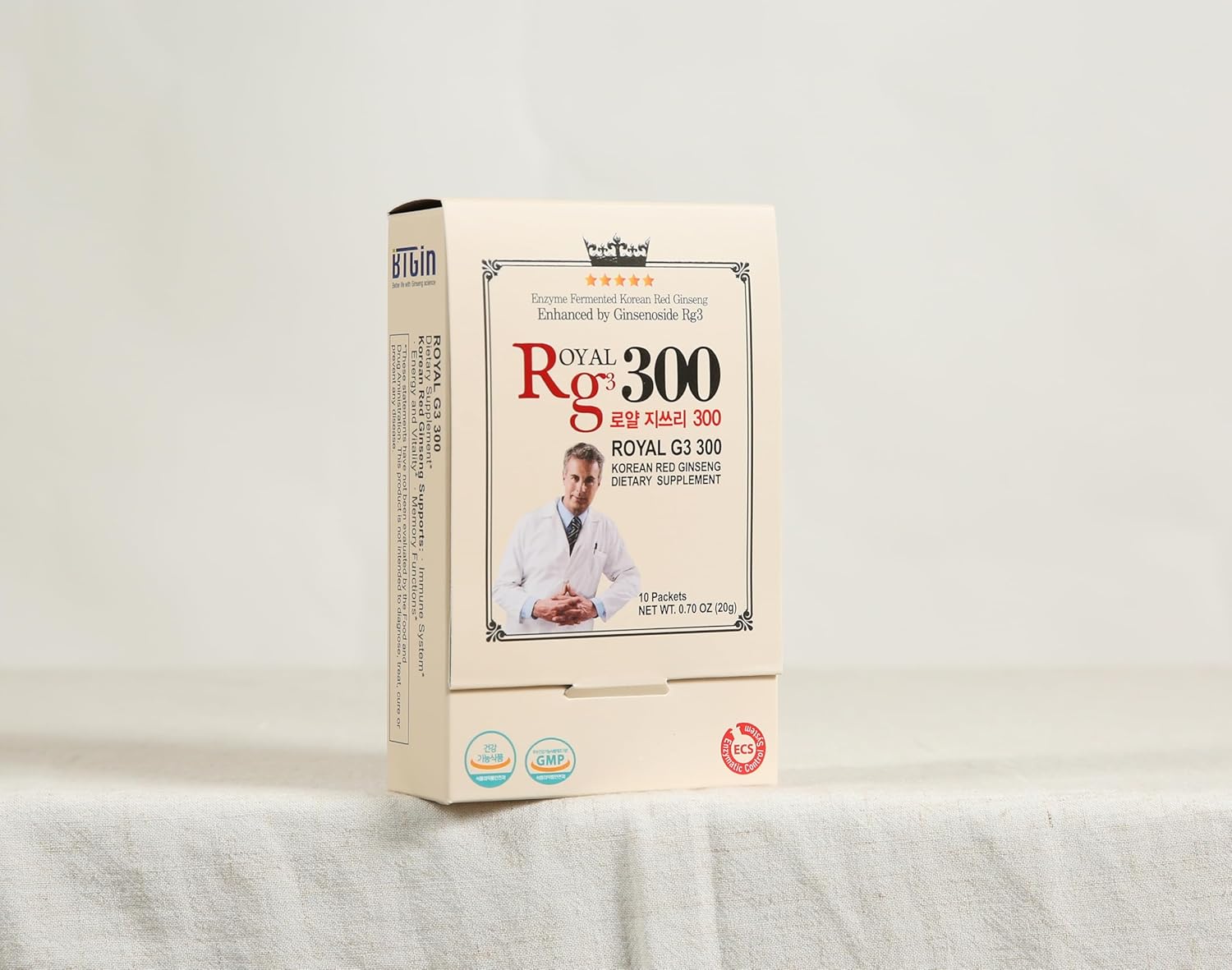 Korean Red Panax Ginseng Powder with Enhanced Ginsenosides Rg3 - 10 Sachets, 50mg Rg3 per Sachet, Made in Korea
