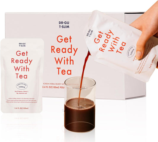 Korean Vegan Collagen Peptides Liquid Supplement - Mixed Berry Flavor | Dr. GU T.SLIM Herbal Extracts - 20 Packs (1 Box) for Glowing Skin - Tea Ready