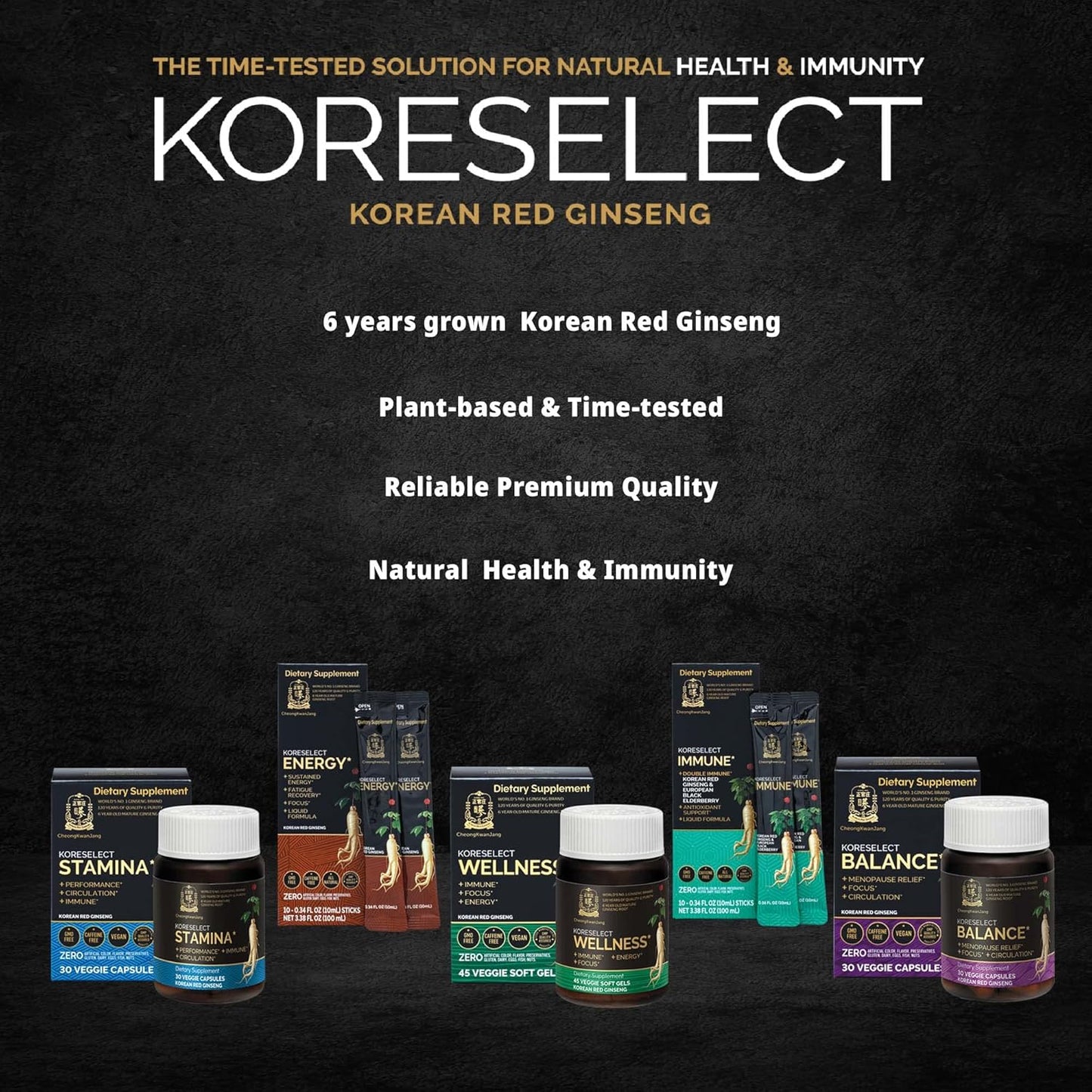 KORESELECT Immune Boosting Liquid Sticks with Korean Red Ginseng, Elderberry, and Panax Ginseng for Natural Energy and Immunity Support