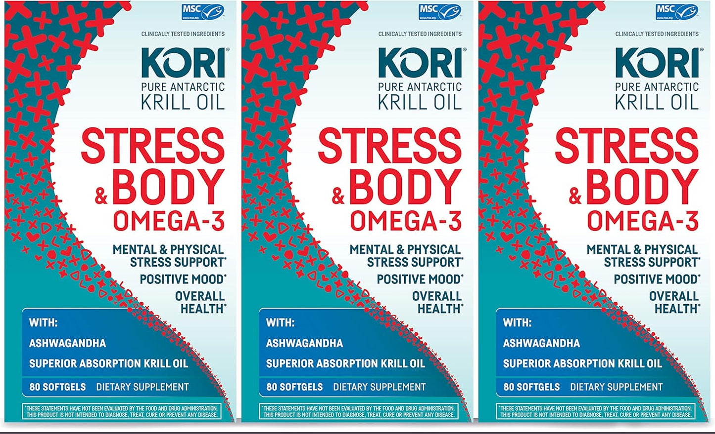 Kori Krill Stress & Body Adaptogen Supplement - Omega-3 & Ashwagandha for Heart, Brain, Eye, Joint Health - 240 Softgels