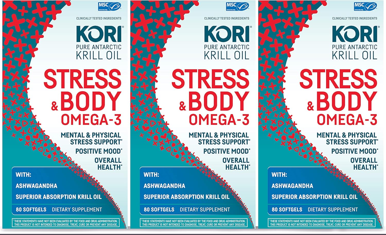 Kori Krill Stress & Body Adaptogen Supplement - Omega-3 & Ashwagandha for Heart, Brain, Eye, Joint Health - 240 Softgels