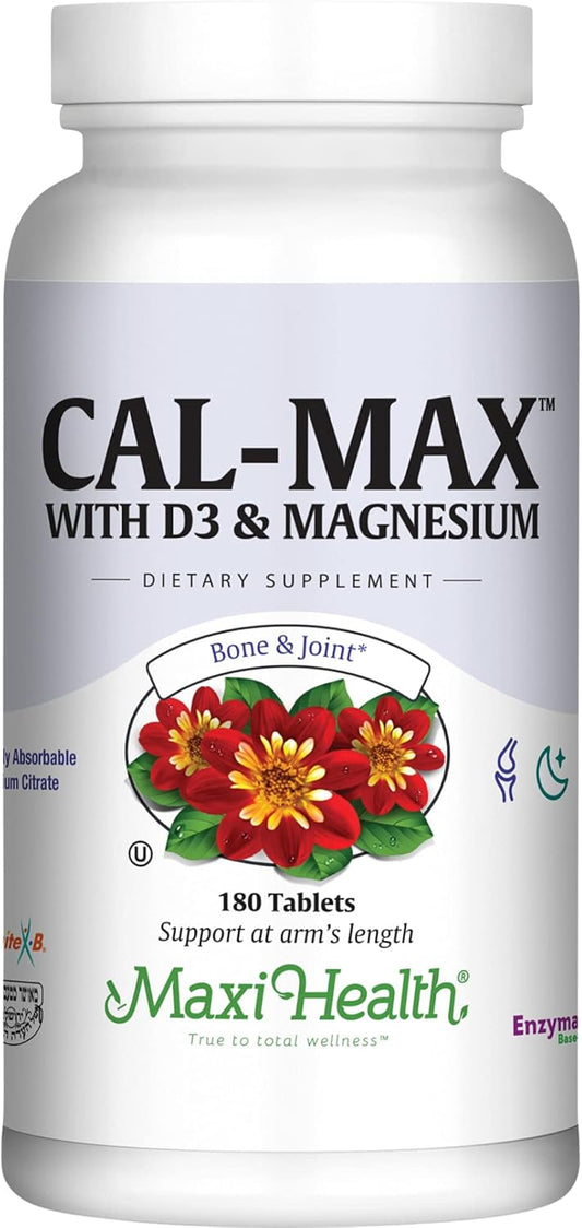 Kosher Bone Health Supplement with Calcium, Magnesium, Vitamin D3, and Boron - Nighttime Formula for Strong Bones, 180 Tablets