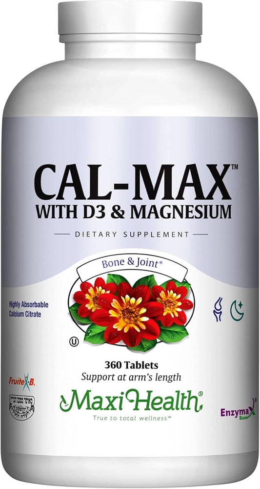 Kosher Bone Health Supplement with Calcium, Magnesium, Vitamin D3, and Boron - Nighttime Formula for Strong Bones (360 Tablets)
