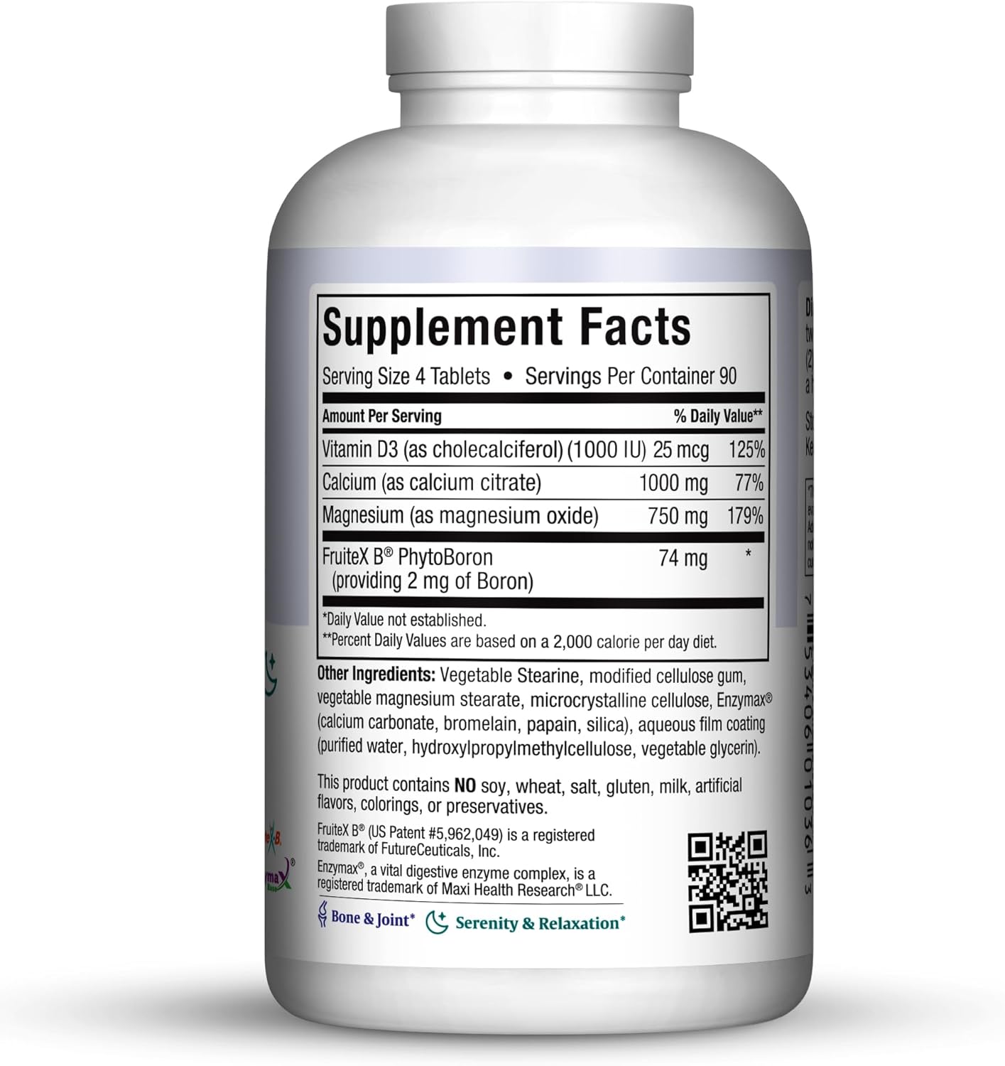 Kosher Bone Health Supplement with Calcium, Magnesium, Vitamin D3, and Boron - Nighttime Formula for Strong Bones (360 Tablets)