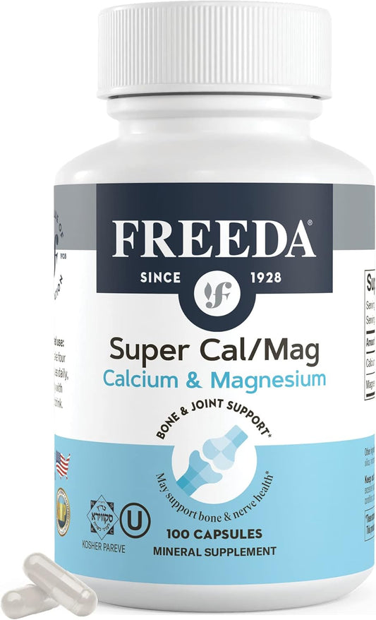 Kosher Cal/Mag Calcium Magnesium Supplements for Bone & Joint Support - Vegan Capsules (100 Count)