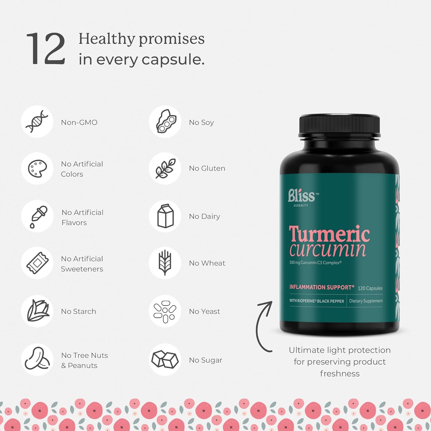 Kosher Certified Turmeric Curcumin Capsules with Black Pepper - 500mg, 95% Curcuminoids, Non-GMO, Gluten-Free - 120 VegCaps for Enhanced Absorption