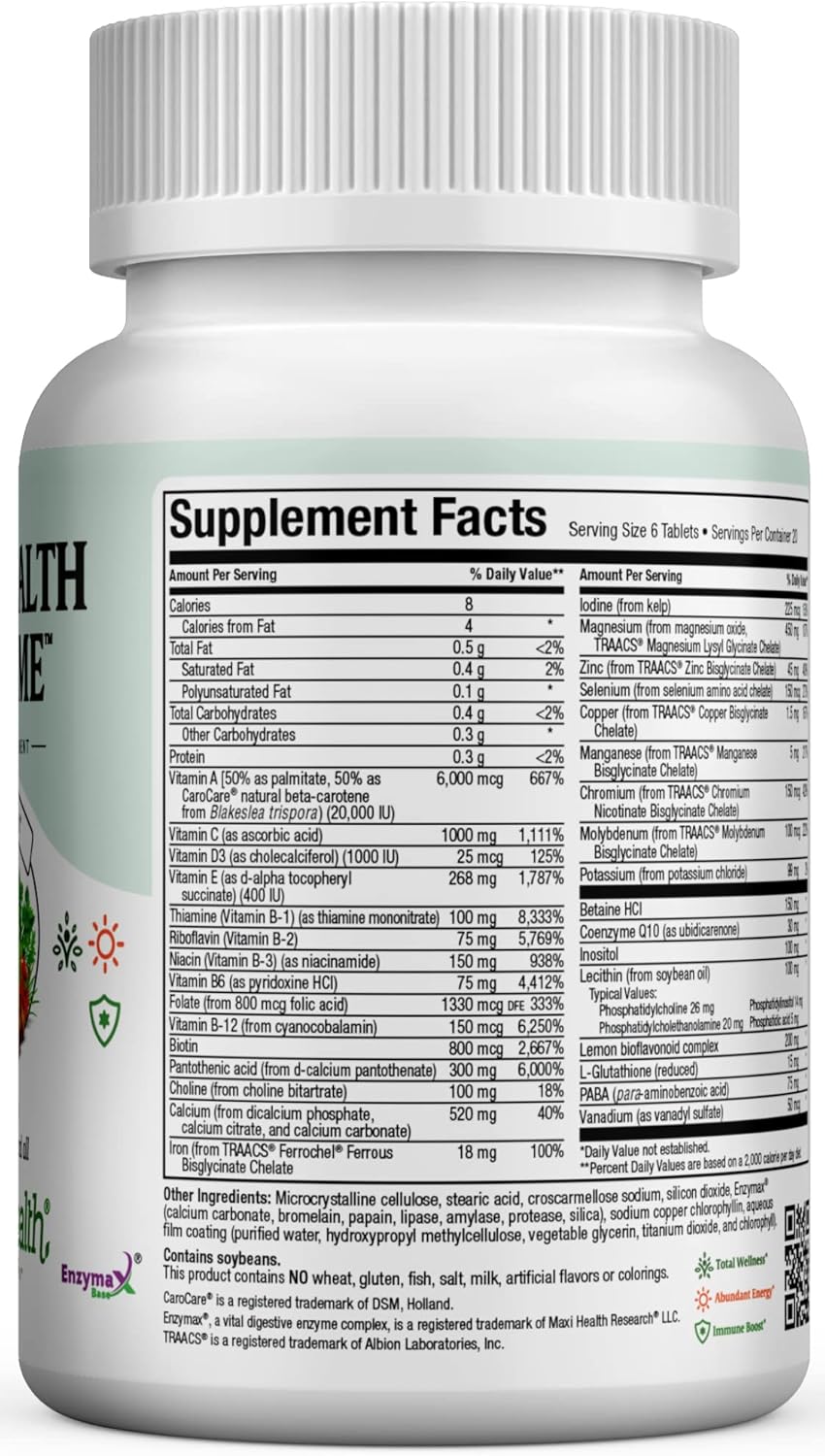 Kosher Maxi Health Supreme Multivitamin & Mineral Supplement - 120 Tablets