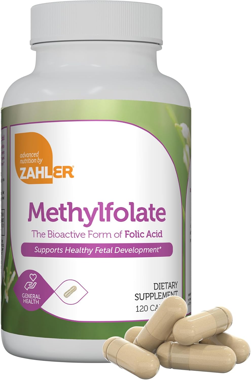 Kosher Non GMO Methyl Folate Supplement for Women - Supports Healthy Fetal Development and Genetic Health - 1000 mcg DFE L-Methylfolate - Zahler Methylfolate (120 Capsules)