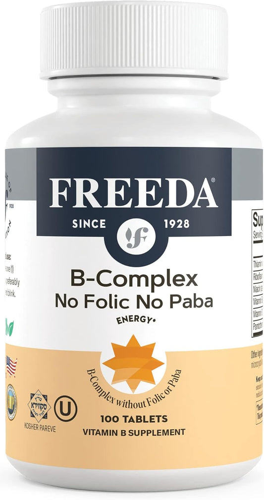 Kosher Vitamin B Complex Supplement - 100 Ct Super B Complex with Vitamin B1, B2, B3, B5, B6, B12 - No Folic or PABA - Vit B Complex for Women & Men