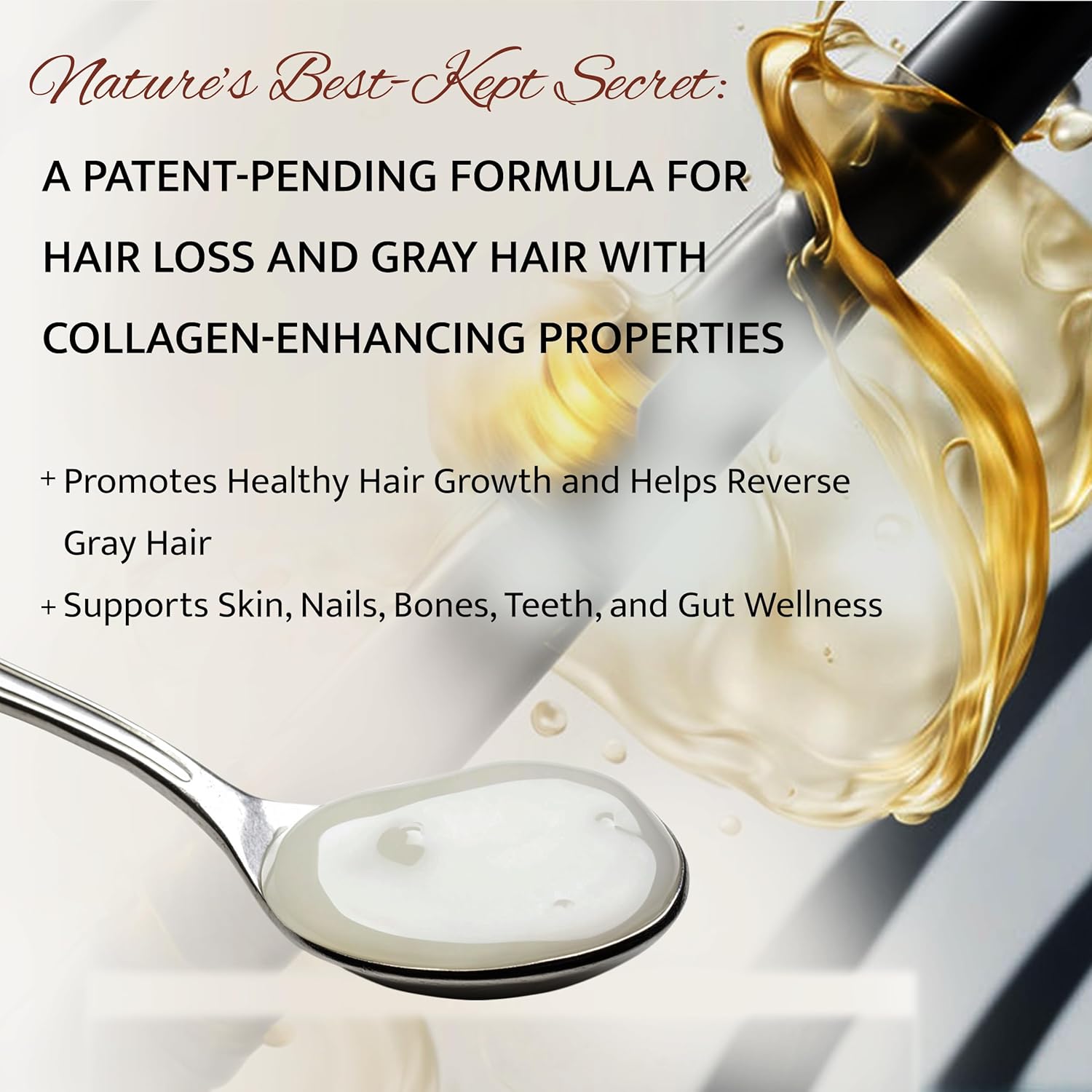 KotaiNNaturals Pure Radiance Hair Revive Powder - 2-in-1 Supplement for Hair Growth and Gray Hair Reversal with Collagen Benefits - Men and Women