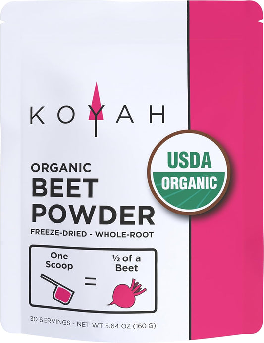 KOYAH Organic Freeze-Dried Beet Powder: USA Grown, Whole-Root, 30 Servings, Add to Water, Juice, or Smoothies - BoostGo Australia