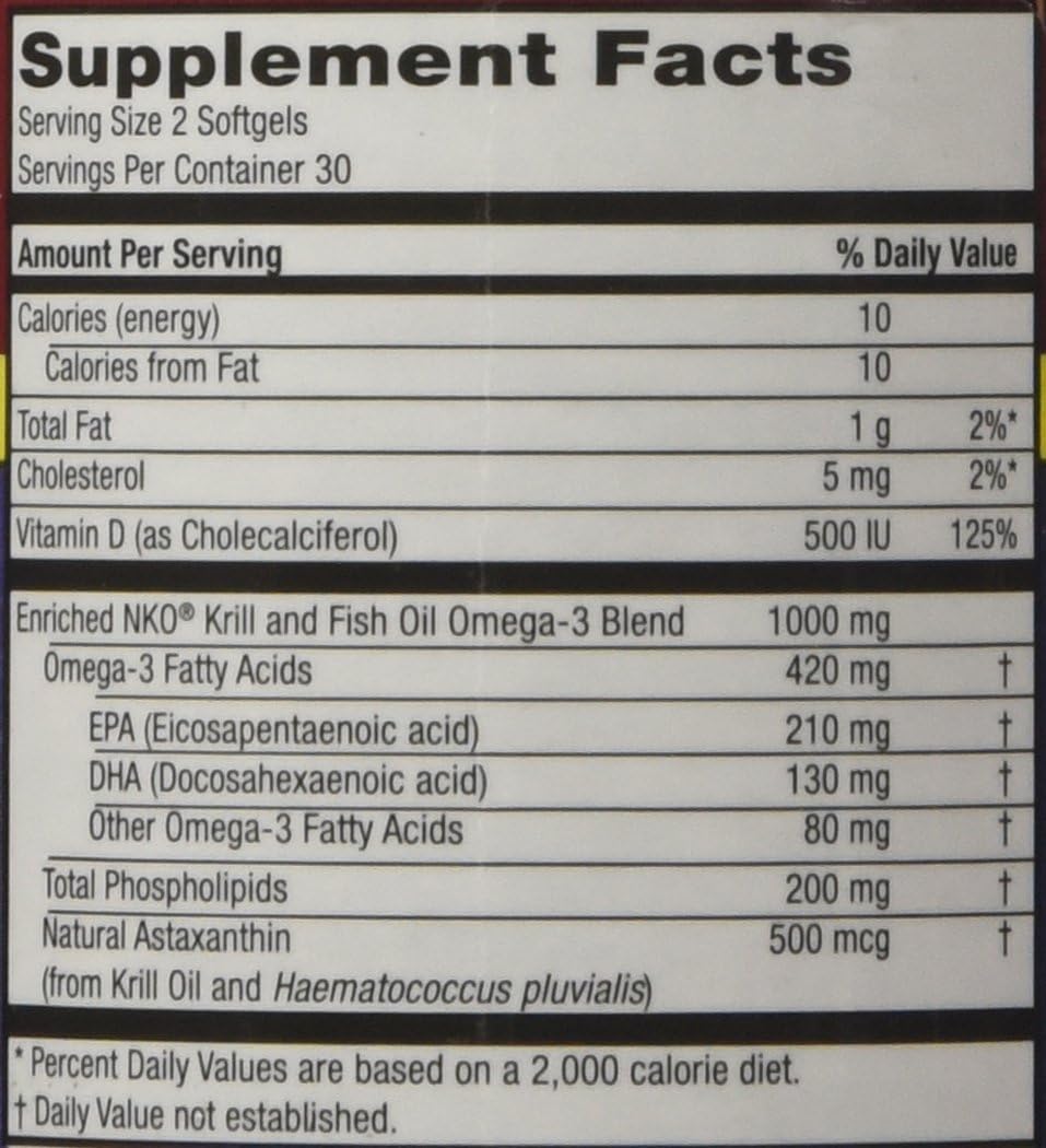 Krill Omega 50 Capsules with Fish Oil, Astaxanthin, Phospholipids, and Vitamin D - 60 Mini Softgels