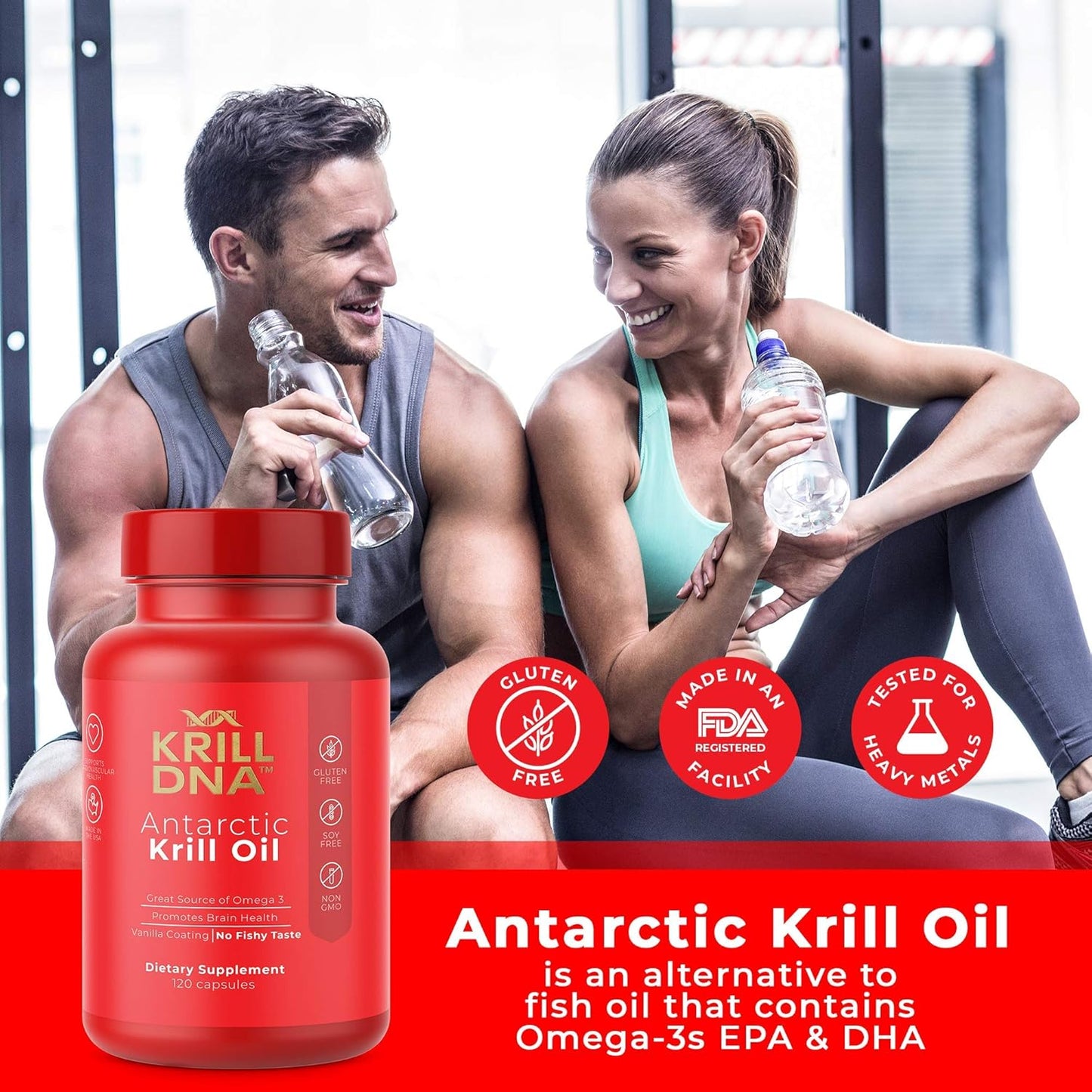 KrillDNA Antarctic Krill Oil Softgels 1000mg with Astaxanthin, Omega 3, DHA, EPA, Phospholipids | Vanilla Coating, No Smell, 60 Servings