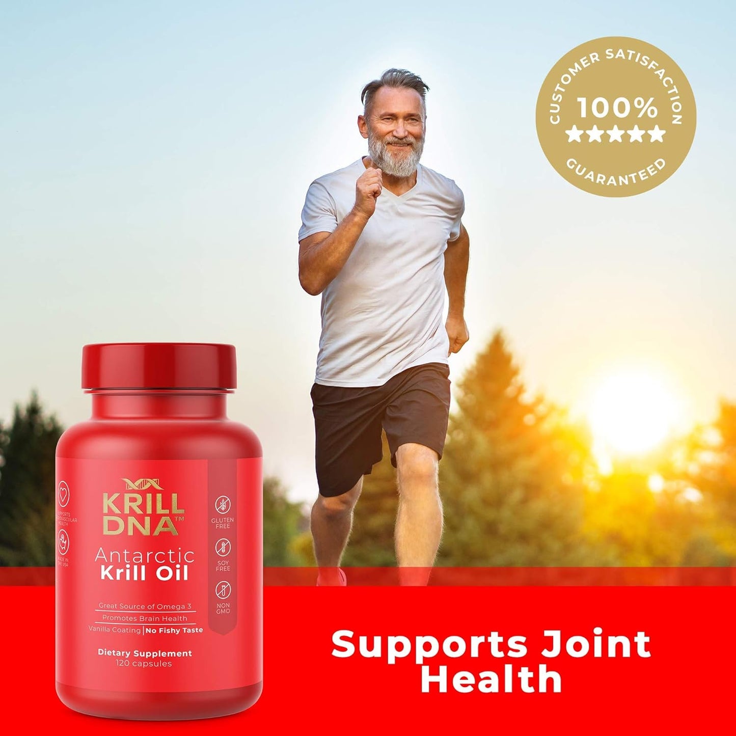 KrillDNA Antarctic Krill Oil Softgels 1000mg with Astaxanthin, Omega 3, DHA, EPA, Phospholipids | Vanilla Coating, No Smell, 60 Servings