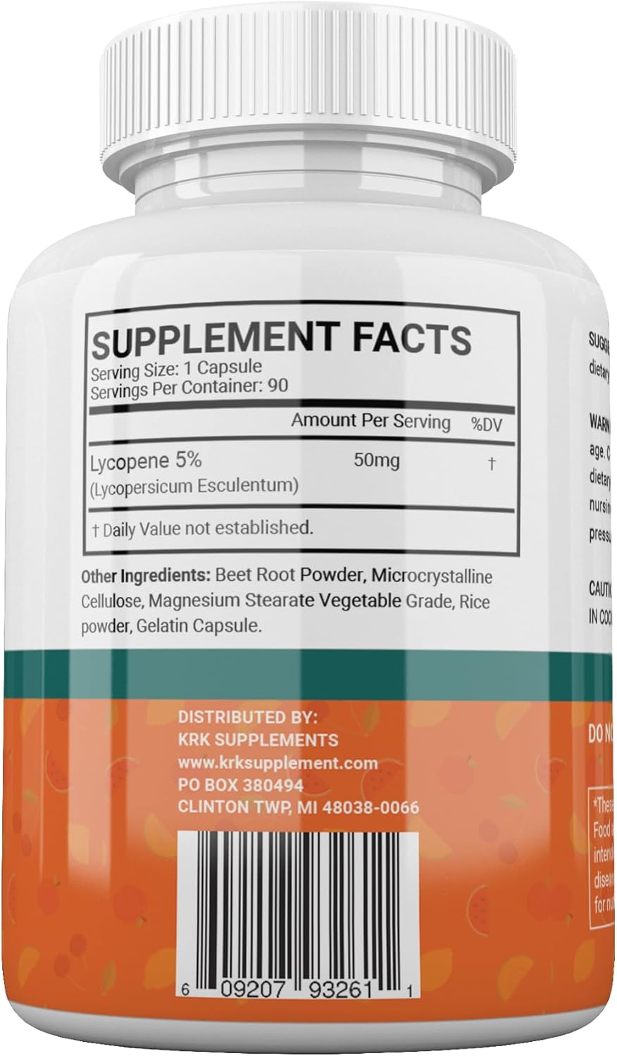 KRK Supplements Lycopene 50mg - 270 Capsules (3 Bottles)