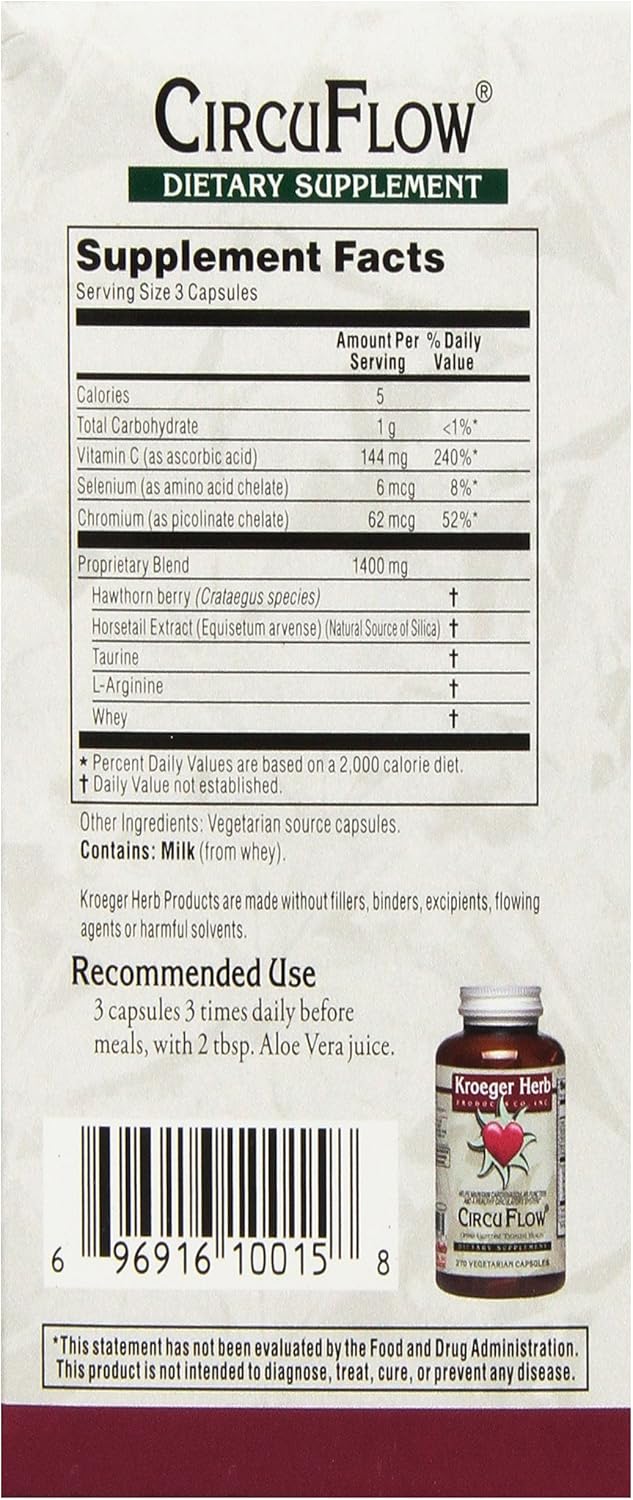 Kroeger Herb Circuflow Capsules - 540 Count (2 Pack) - Herbal Supplement for Circulation Support