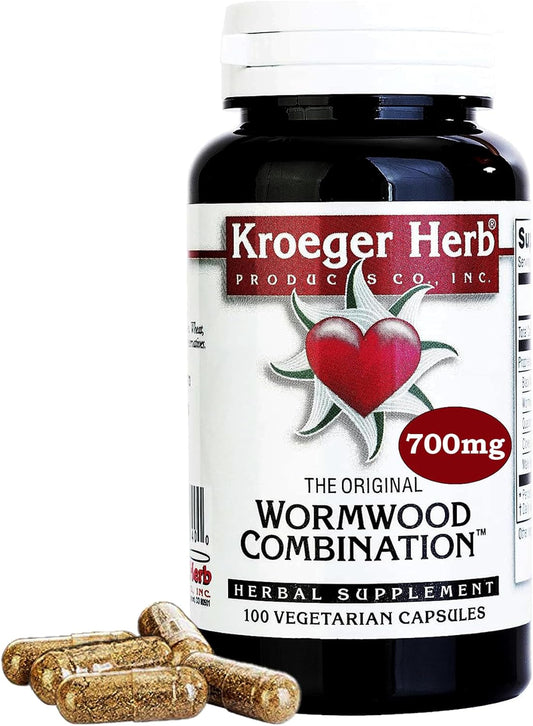 Kroeger Herb Wormwood Combination - 100 Vegetarian Capsules for Herbal Support