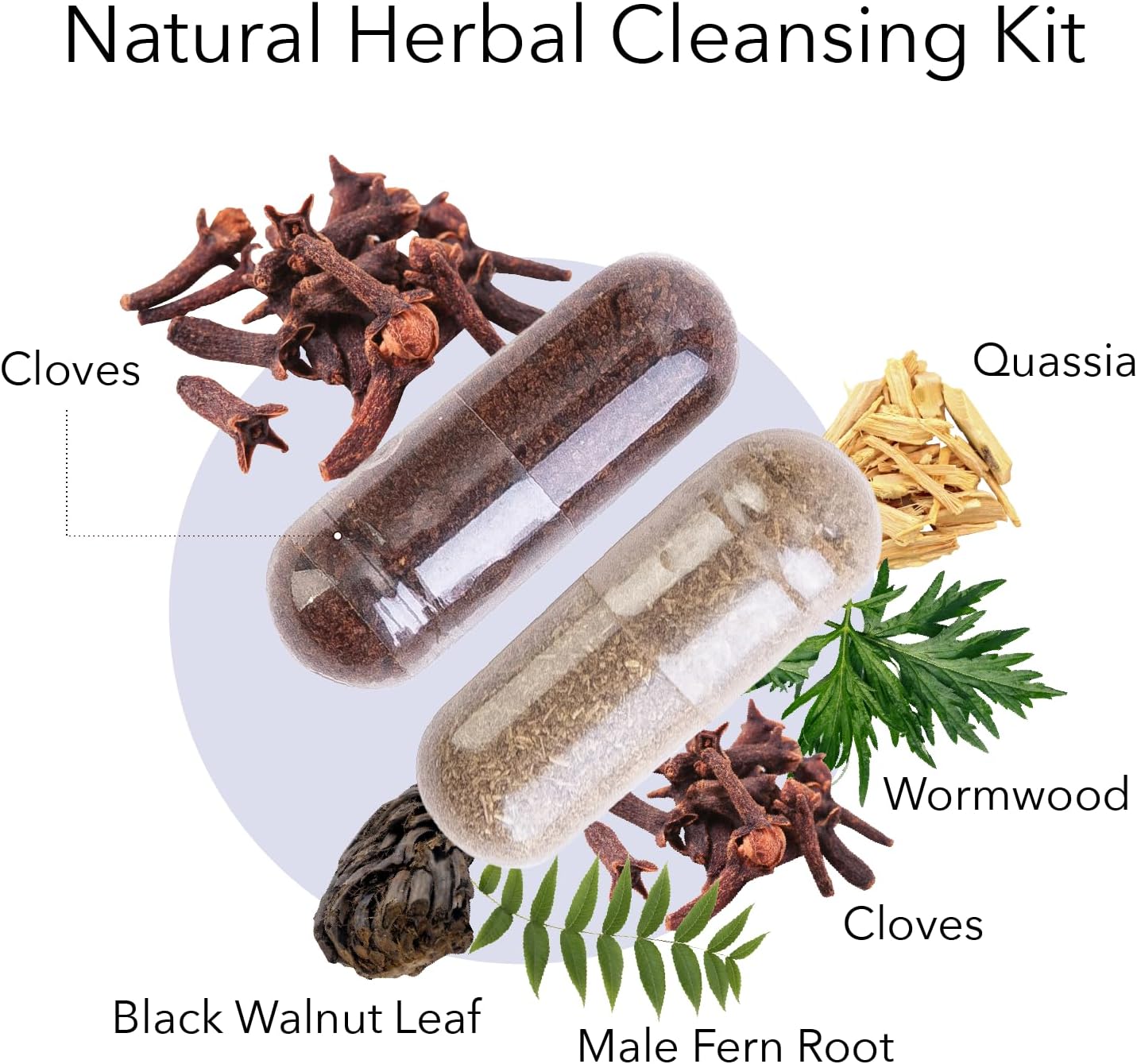 Kroeger Herb Wormwood Detox Cleanse Kit - Black Walnut, Clove, Quassia Capsules - Non-GMO, Gluten Free - USA Made